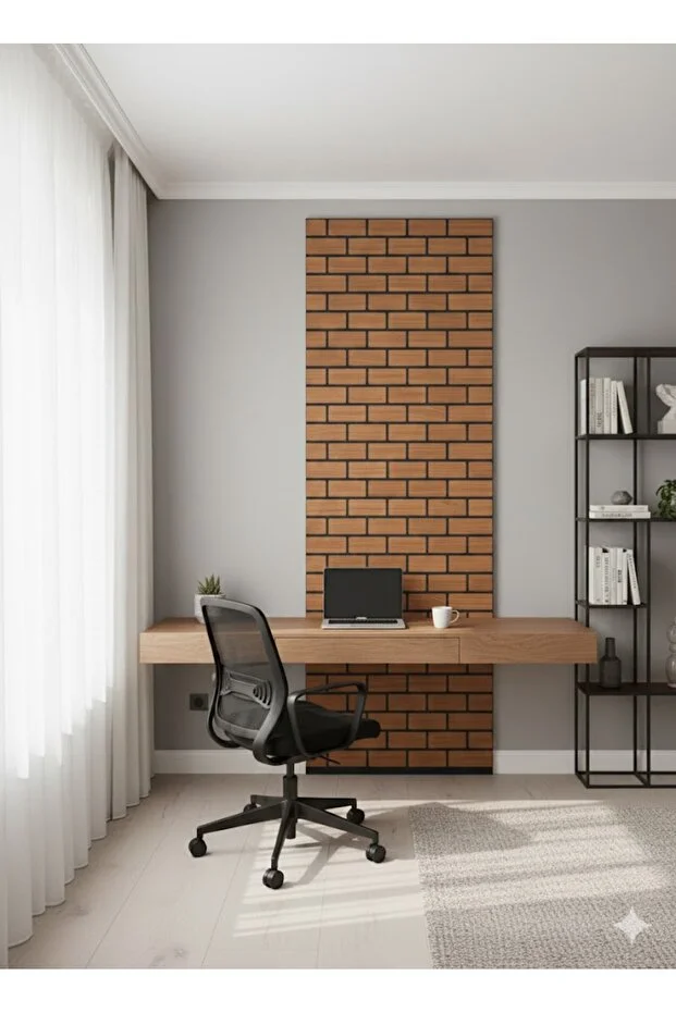 Dekoratif MDF ve Keçe Akustik Duvar Paneli 100x280 cm | Tuğla Desenli Duvar Kaplama | Toplam 6mm